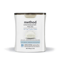 dishwasher packs - free + clear, 30 ct