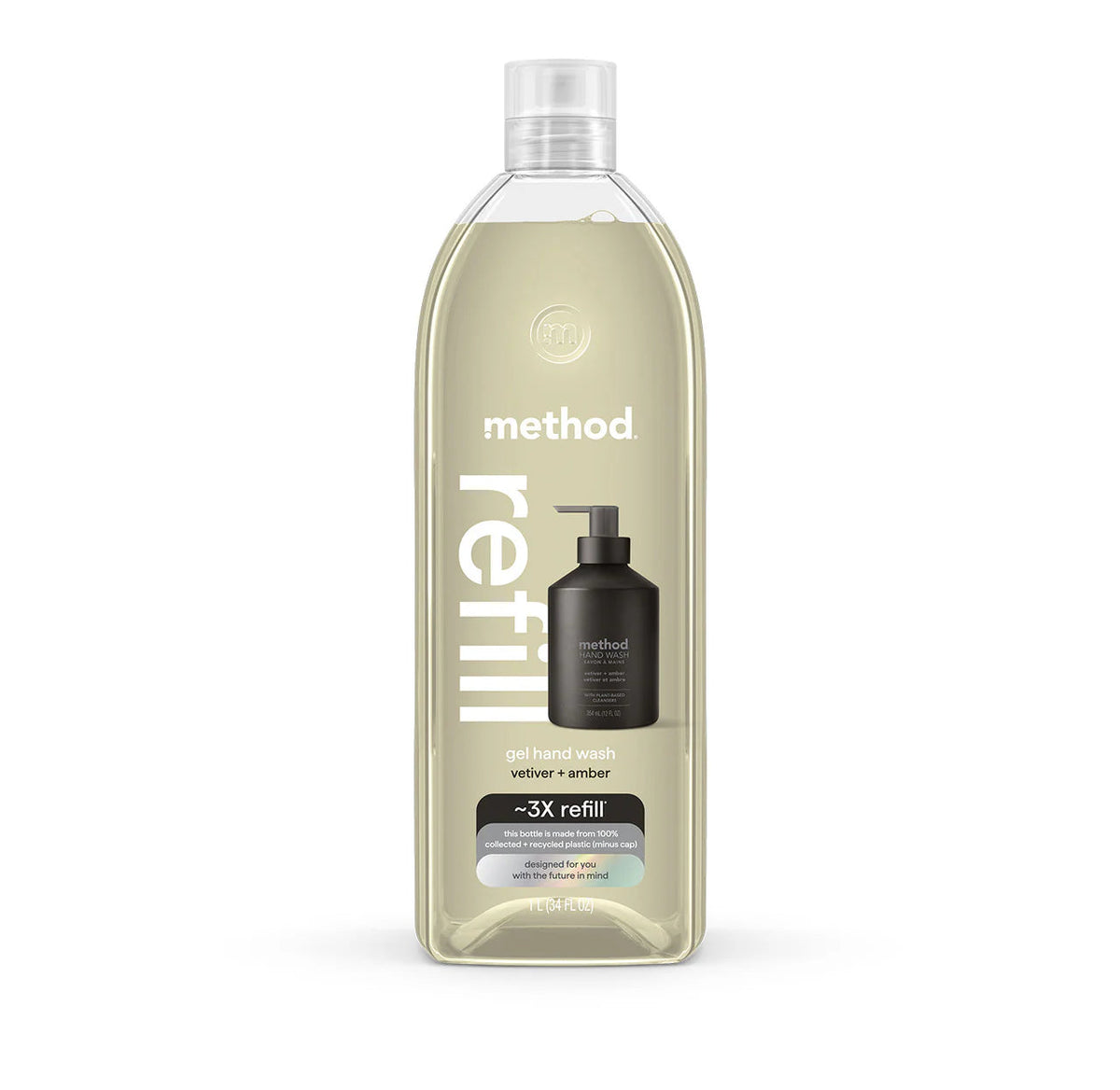 gel hand wash refill - vetiver + amber, 34 fl oz 1