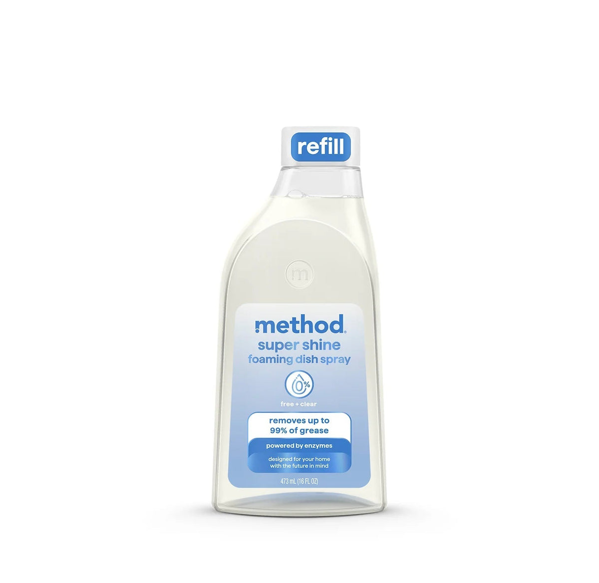 super shine foaming dish spray refill - free + clear, 16 fl oz