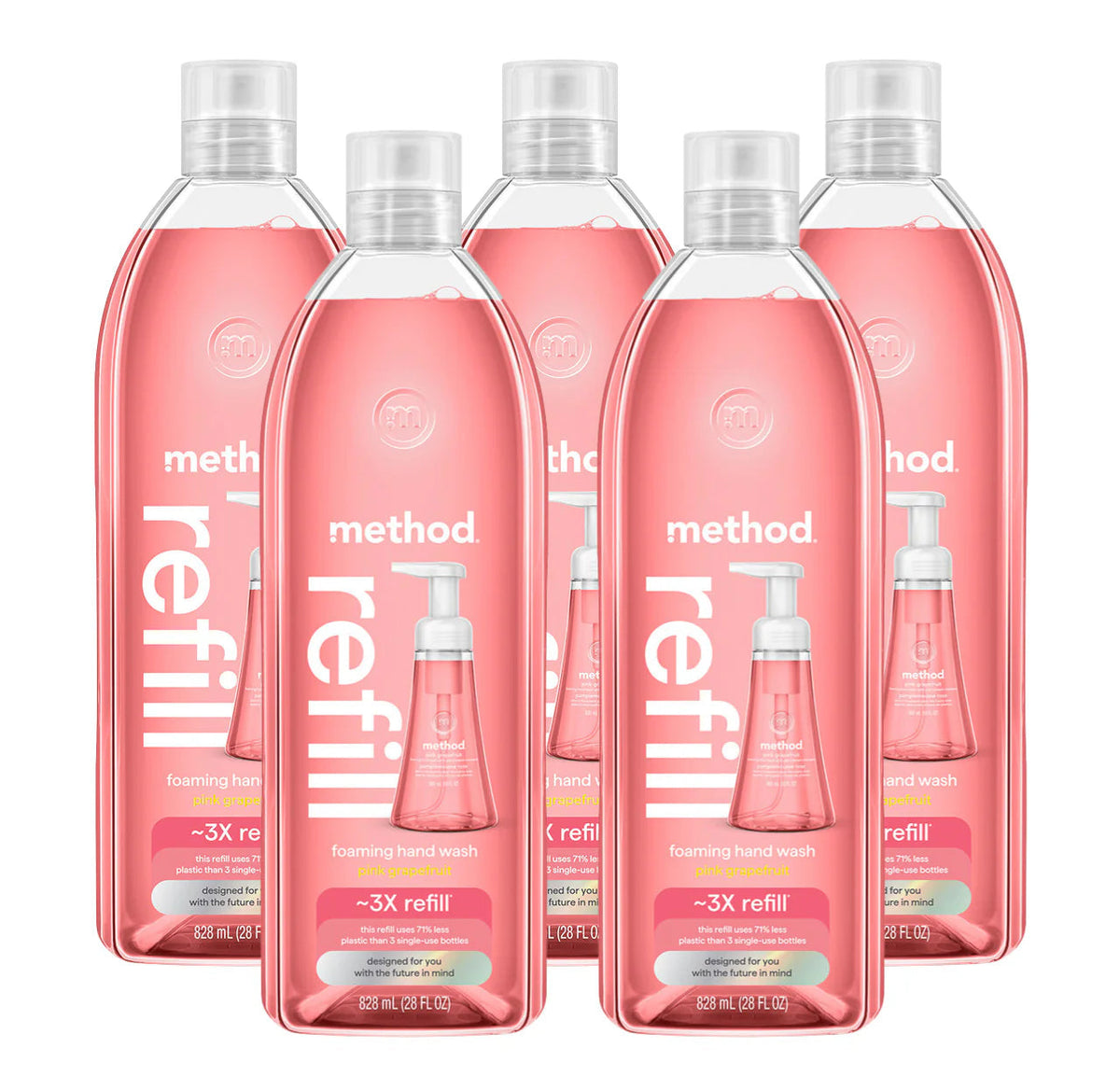 pink grapefruit foaming hand wash refill 5-count bundle, 140 fl oz